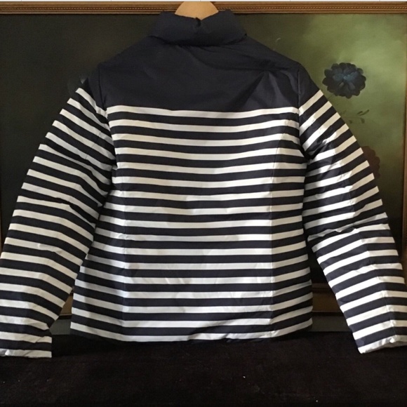 NWT Talbots Women Blue White striped Down Puffer Jacket Coat Size S XI - Picture 2 of 3